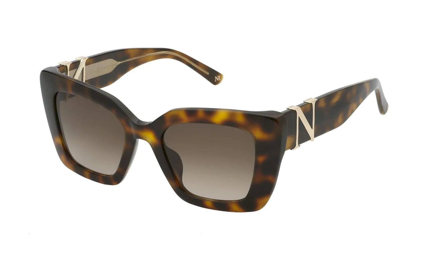 Nina Ricci SNR378 752 Occhiali da sole Acetato Havana Marrone Squadrata Normale Sfumato - immagine 1