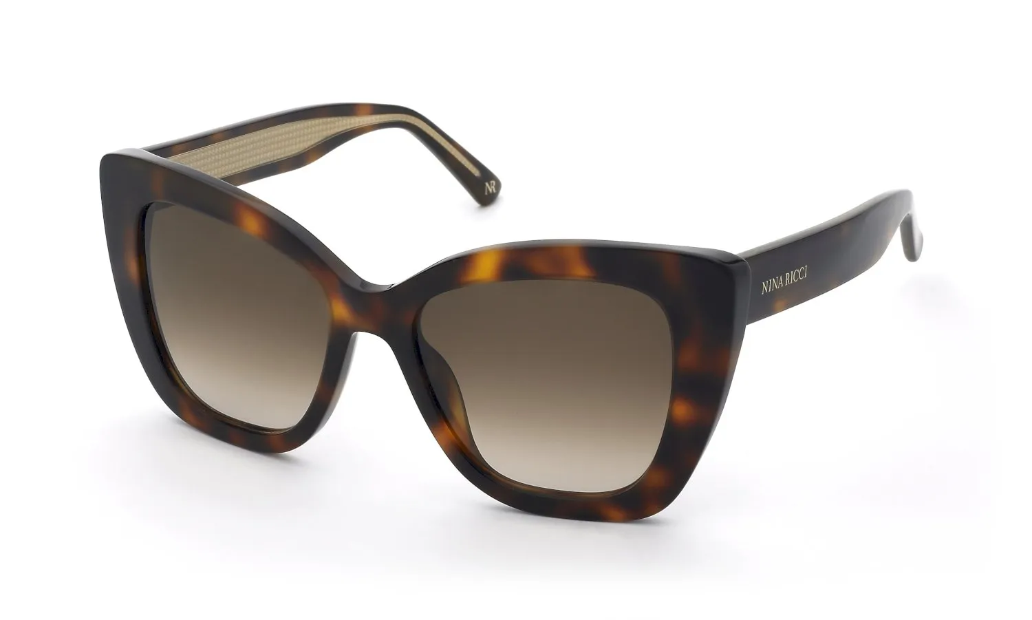 Nina Ricci SNR376 752 Occhiali da sole Acetato Havana Marrone Squadrata Normale Sfumato - immagine 1