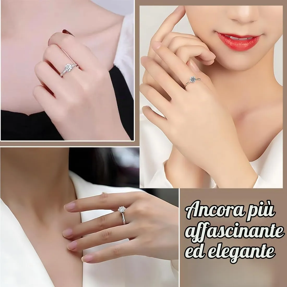DWFEYOI 3 Pezzi Anello Argento 925 Donna Elegante Anello Regolabile Zirconia Cubica Amicizia Fidanzamento Matrimonio Anniversario Promessa Fedine,Classico Anello Solitario Donna Argento - immagine 5