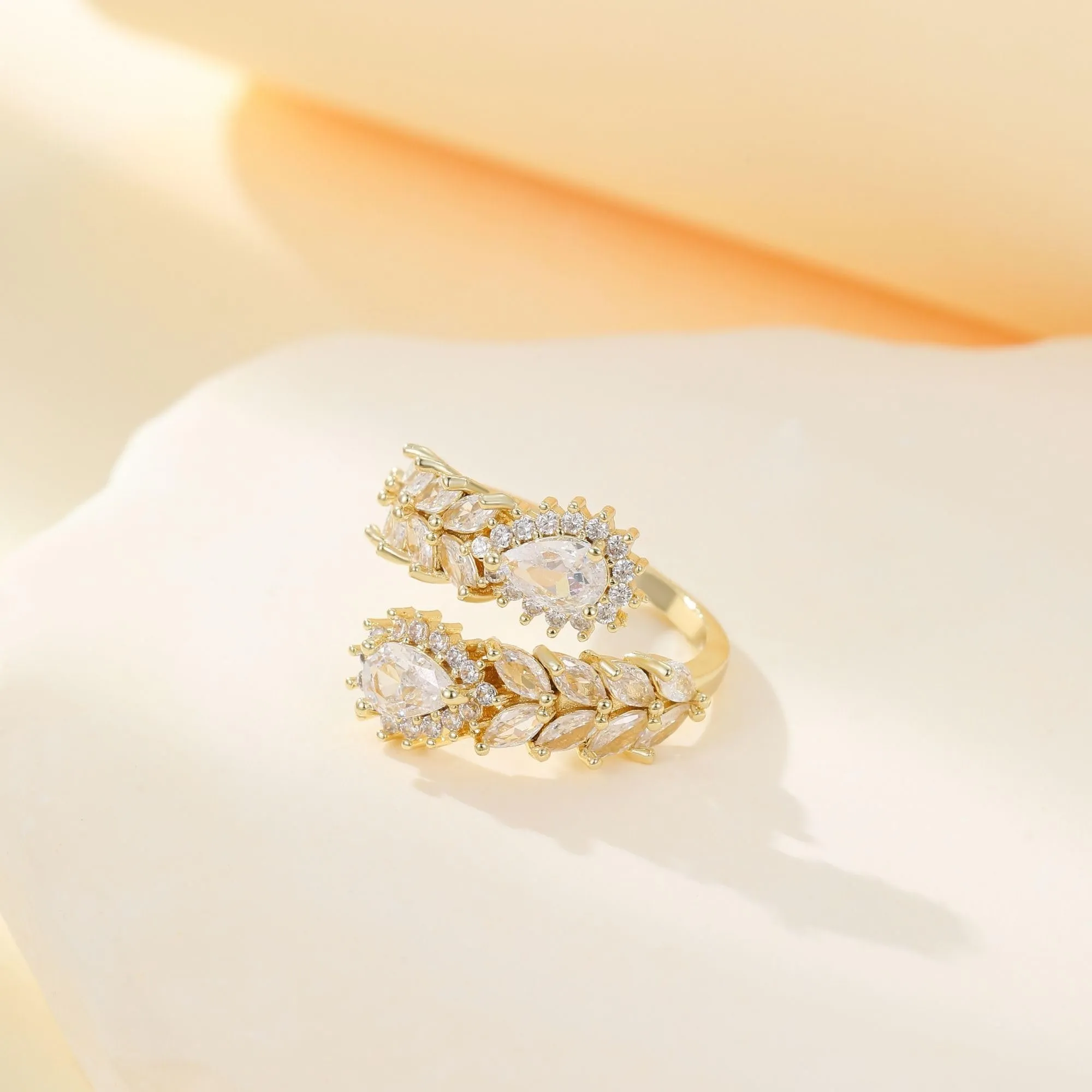 Joo&Rind Anello Regolabile Donna Oro 14K con Zirconi - Anelli Aperto Elegante - Gioielli Donna Regalo Compleanno Amica - immagine 5