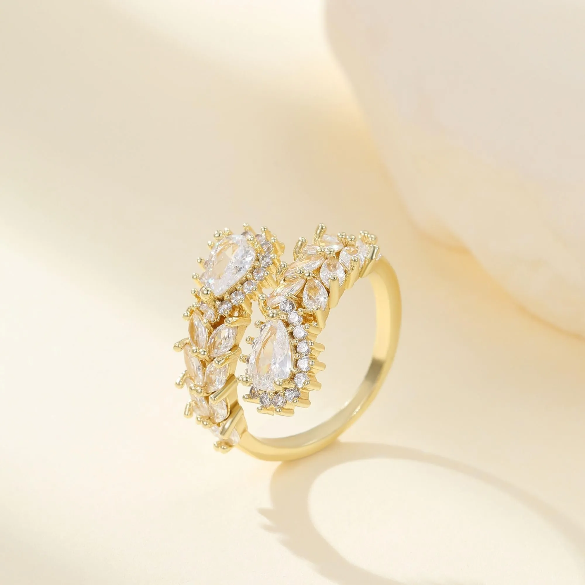 Joo&Rind Anello Regolabile Donna Oro 14K con Zirconi - Anelli Aperto Elegante - Gioielli Donna Regalo Compleanno Amica - immagine 6