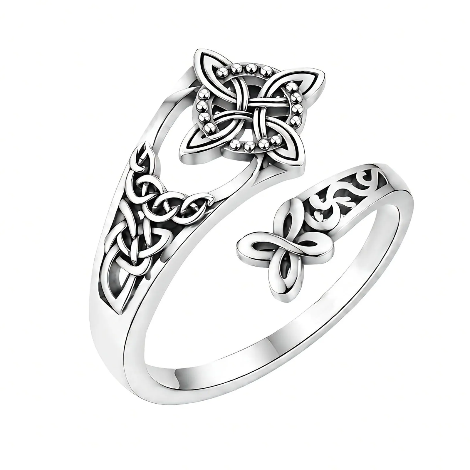 Mikovivi Anello con Nodo Celtico Delle Streghe per Donna, Anello Regolabile in Ottone di Alta Qualità con Nodo Celtico Delle Streghe Gioiello Vintage Aperto per l'Uso Quotidiano - immagine 1