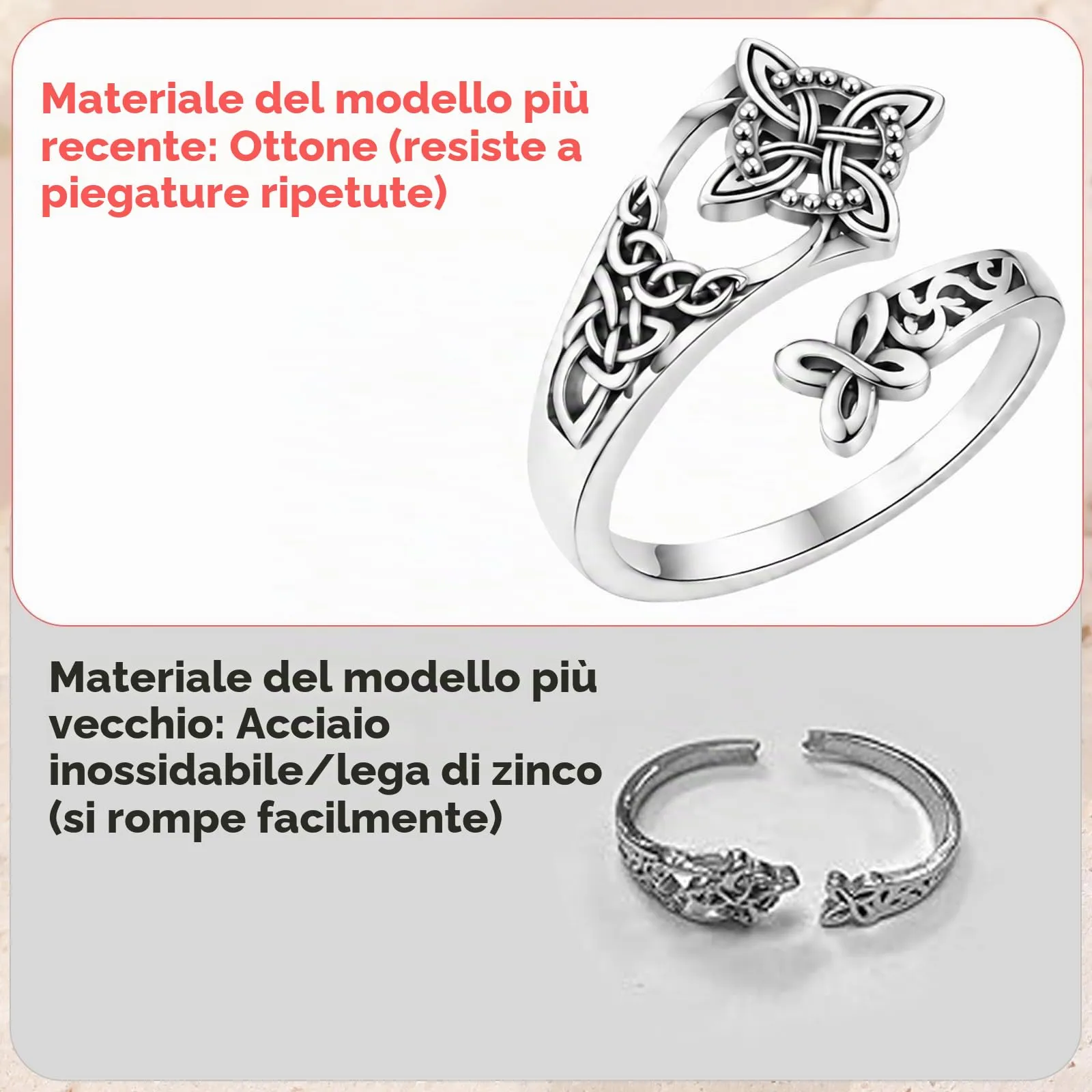 Mikovivi Anello con Nodo Celtico Delle Streghe per Donna, Anello Regolabile in Ottone di Alta Qualità con Nodo Celtico Delle Streghe Gioiello Vintage Aperto per l'Uso Quotidiano - immagine 3
