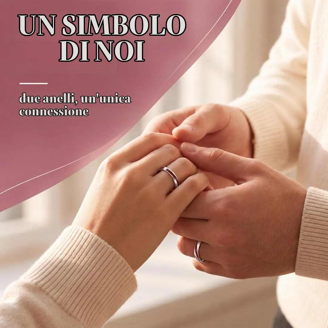 DUSPAK Anello Filo Rosso Set, Anelli Coppia in Metallo, Anello Regolabile per Lui e Lei, Design Möbius - immagine 4