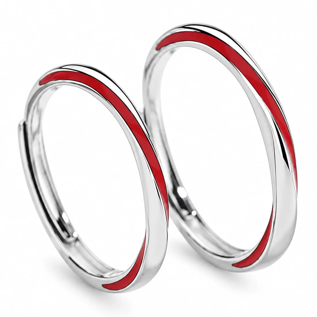 DUSPAK Anello Filo Rosso Set, Anelli Coppia in Metallo, Anello Regolabile per Lui e Lei, Design Möbius - immagine 7