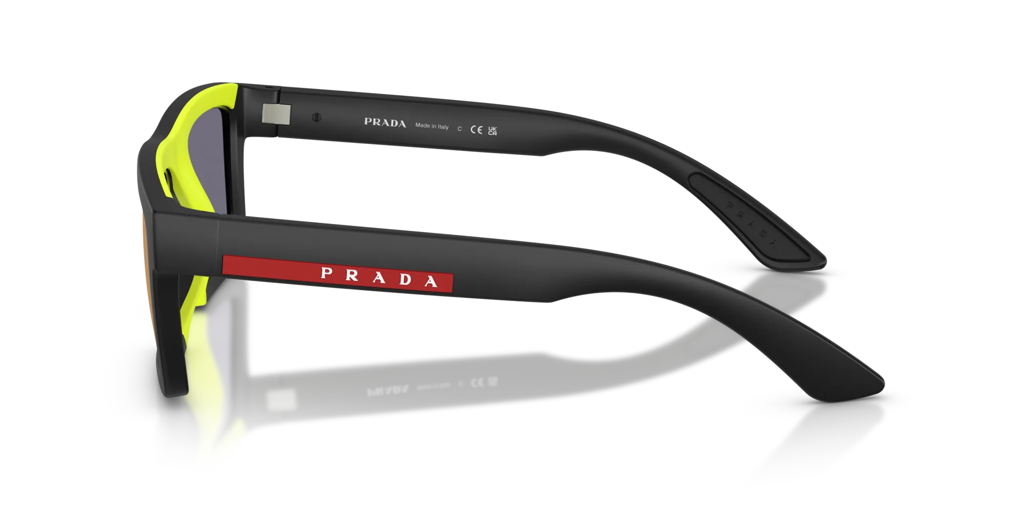 Prada Linea Rossa PS A07S 1BO10A Occhiali da sole Iniettato Nero Squadrata Normale Specchiato - immagine 4