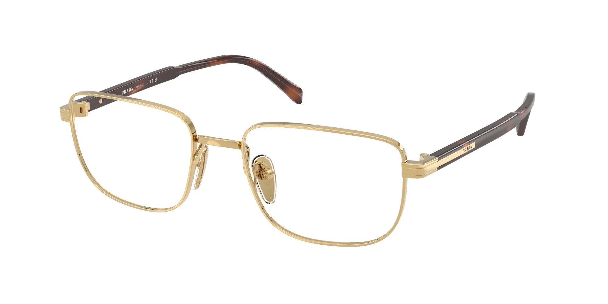 Prada PR B51V 5AK1O1 Montature da vista Oro Trasparente Squadrata Normale - immagine 1