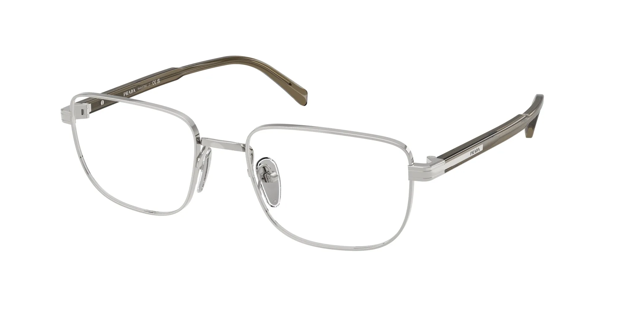 Prada PR B51V 11U1O1 Montature da vista Argento Squadrata Normale - immagine 1