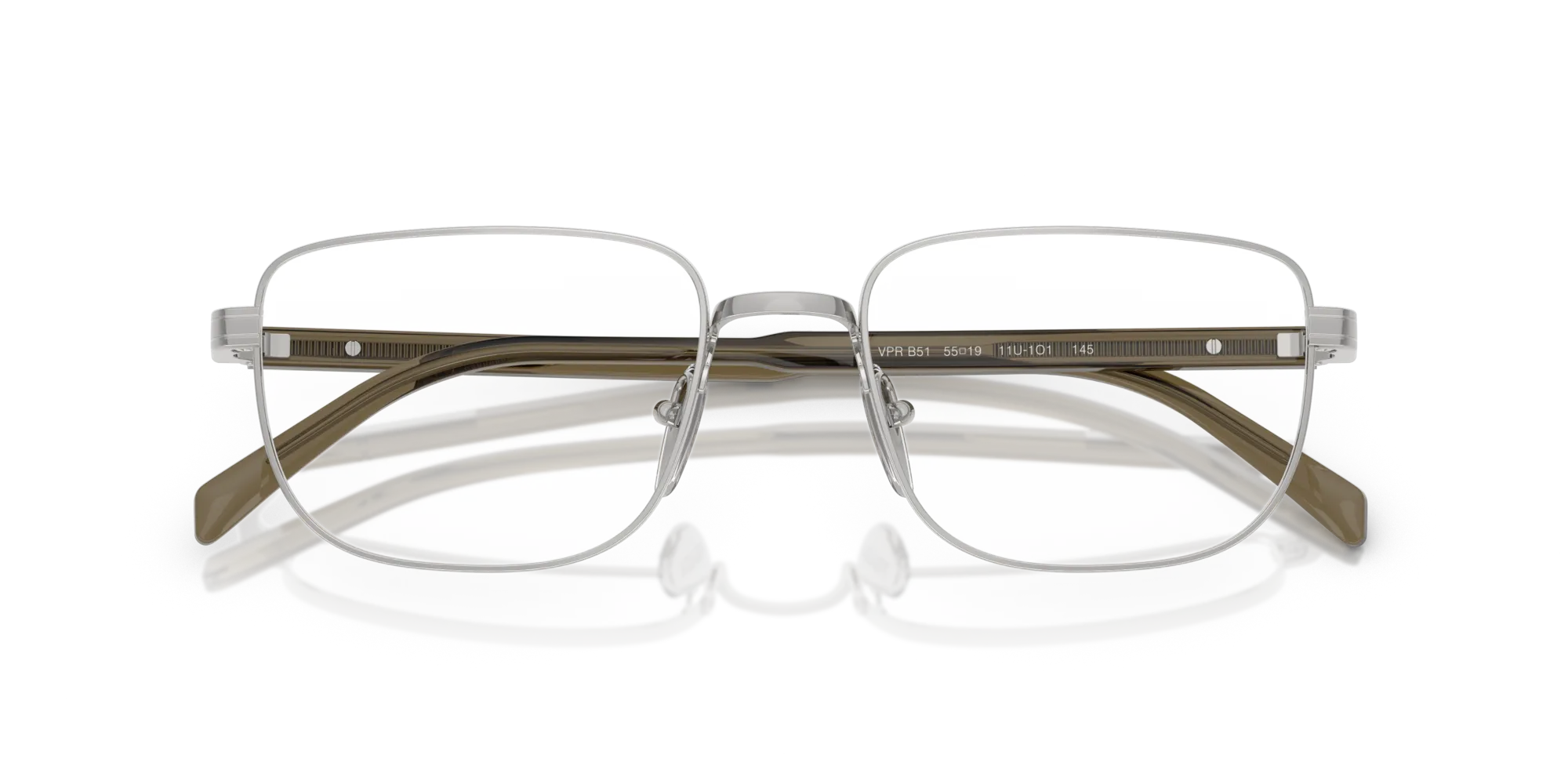 Prada PR B51V 11U1O1 Montature da vista Argento Squadrata Normale - immagine 2