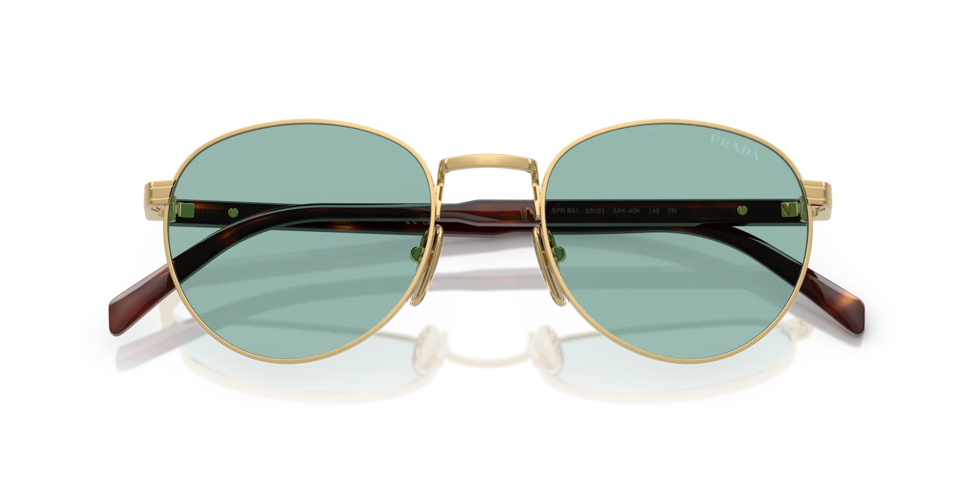 Prada PR B51S 5AK40K Occhiali da sole Metallo Oro Rotonda Normale - immagine 2