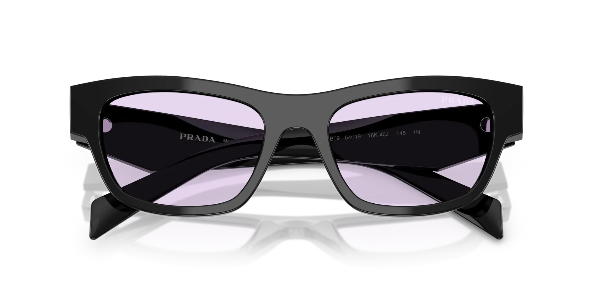 Prada PR B09S 16K40J Occhiali da sole Acetato Nero Viola Farfalla Normale - immagine 2