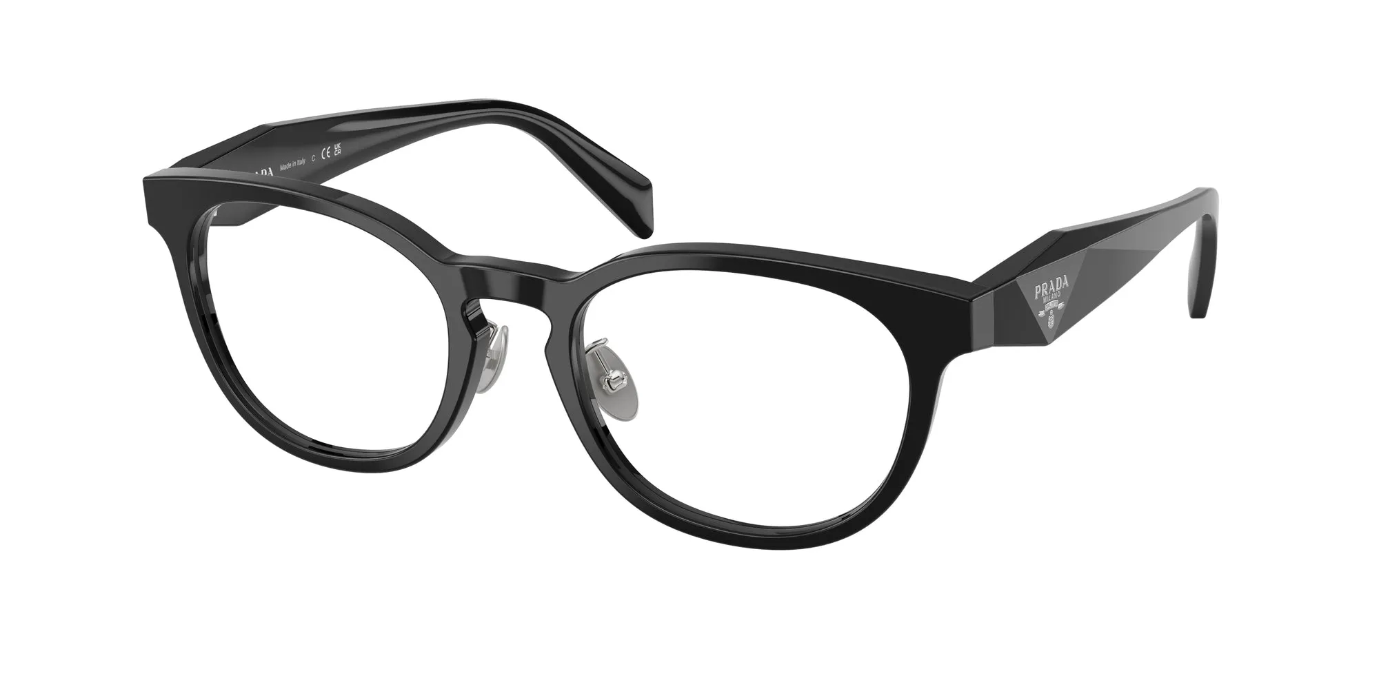 Prada PR B06VD 16K1O1 Montature da vista Acetato Nero Trasparente Pantos Normale - immagine 1