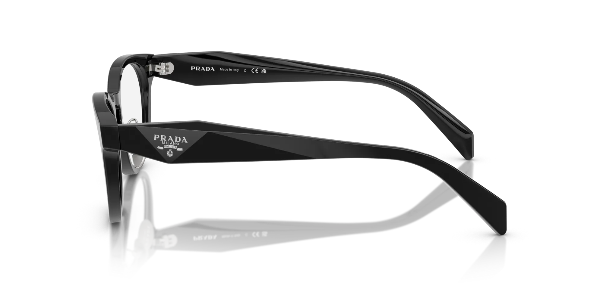 Prada PR B06VD 16K1O1 Montature da vista Acetato Nero Trasparente Pantos Normale - immagine 4