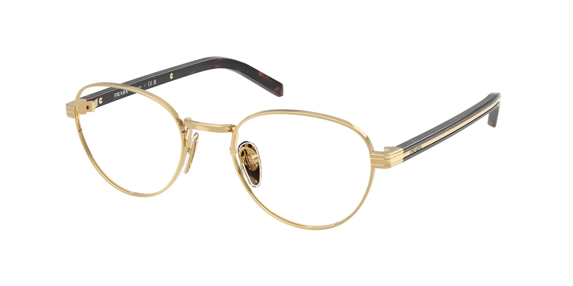 Prada PR B53V 5AK1O1 Montature da vista Metallo Oro Rotonda Normale - immagine 1