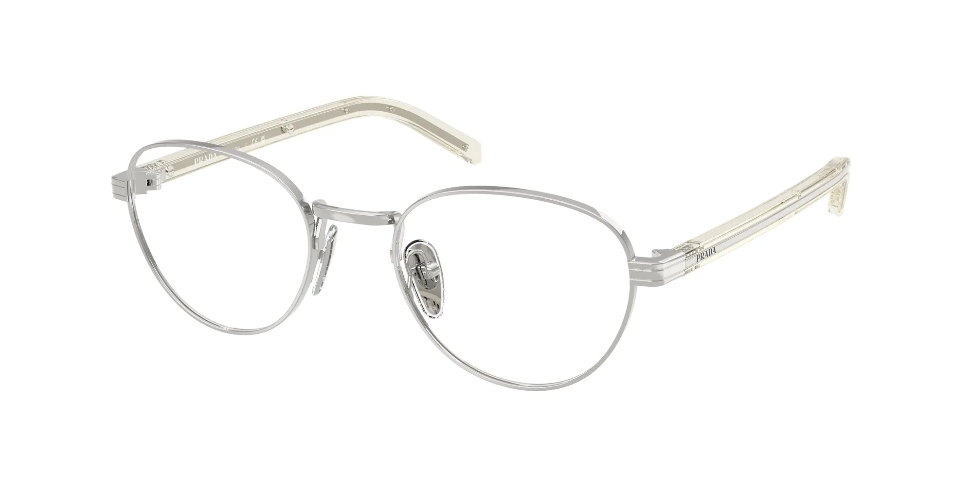 Prada PR B53V 1BC1O1 Montature da vista Metallo Argento Rotonda Normale - immagine 1