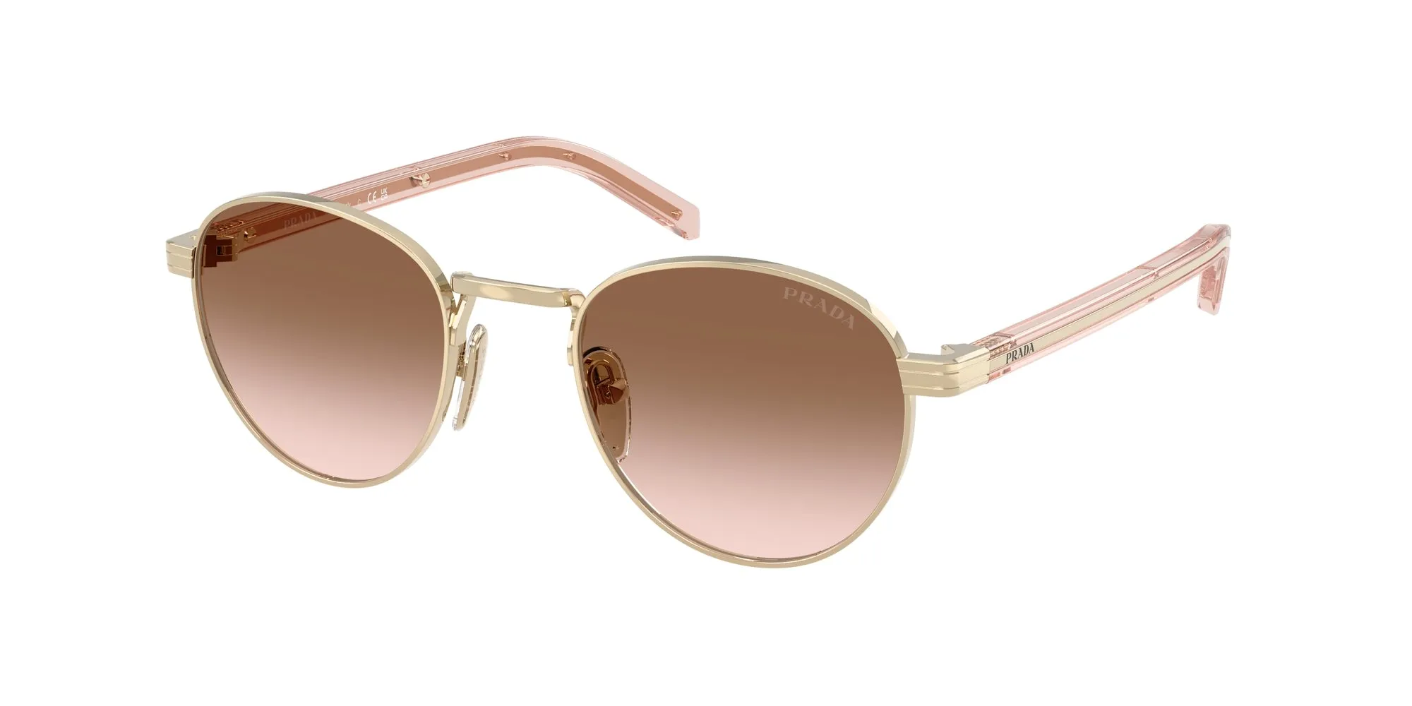 Prada PR B52S ZVN0A6 Occhiali da sole Metallo Oro Marrone Pantos Normale Sfumato - immagine 1
