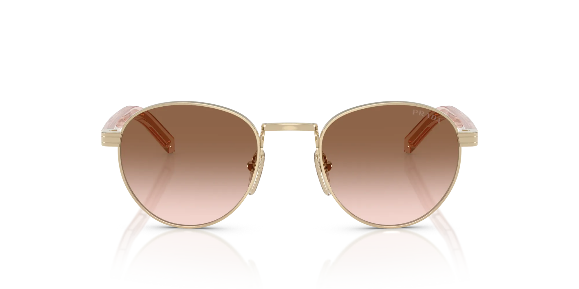 Prada PR B52S ZVN0A6 Occhiali da sole Metallo Oro Marrone Pantos Normale Sfumato - immagine 3