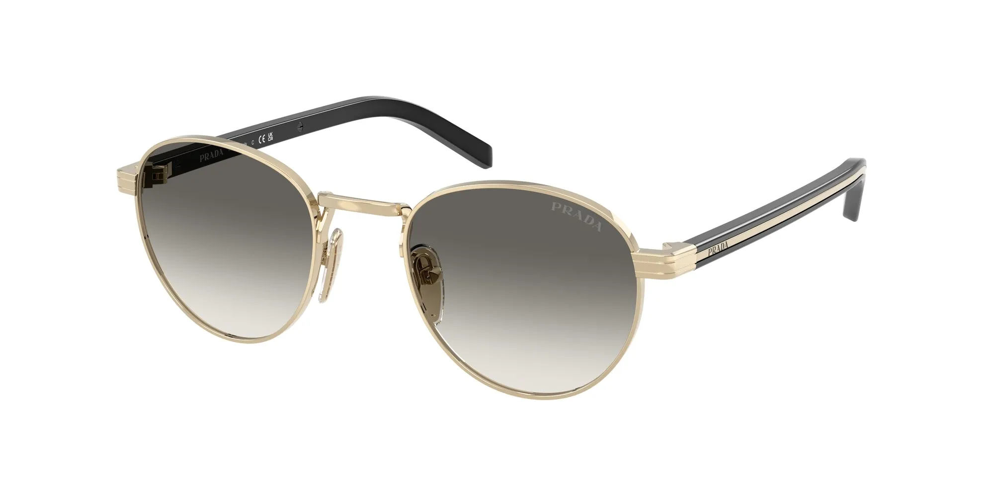 Prada PR B52S ZVN02C Occhiali da sole Metallo Oro Grigio Pantos Normale Sfumato - immagine 1
