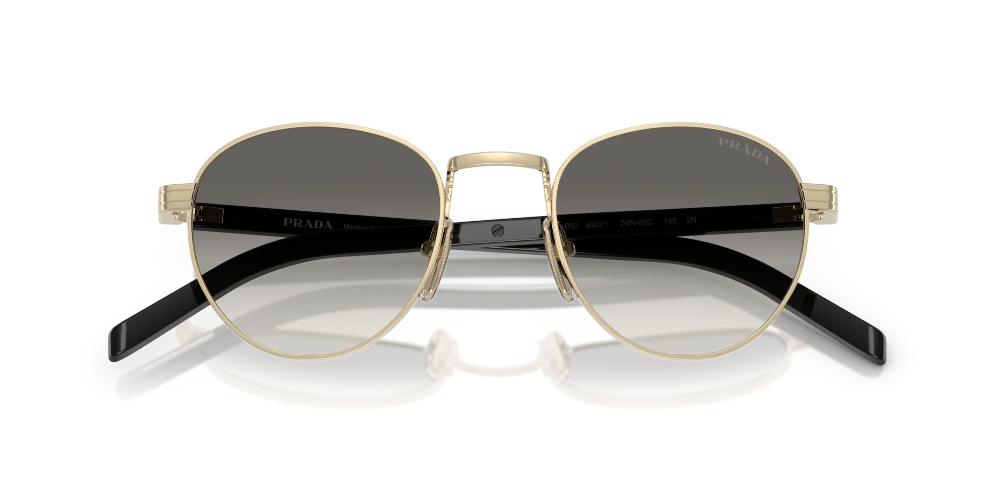 Prada PR B52S ZVN02C Occhiali da sole Metallo Oro Grigio Pantos Normale Sfumato - immagine 2