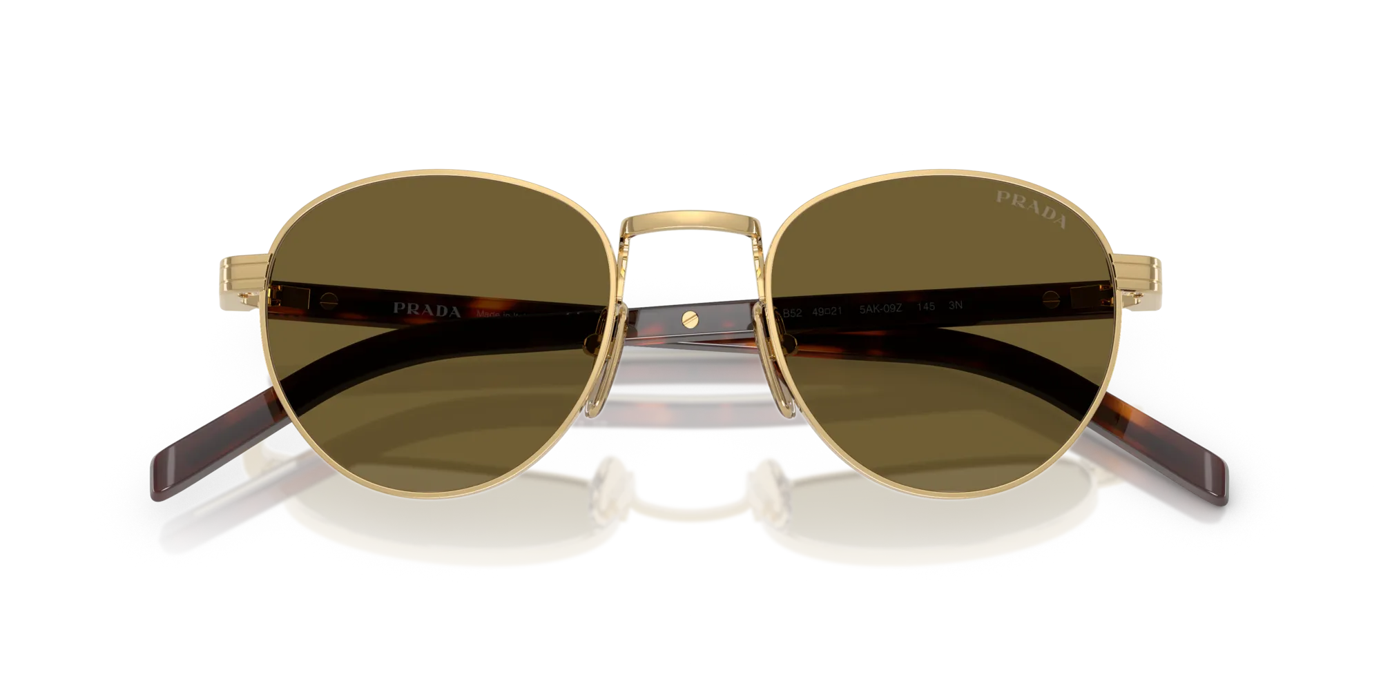 Prada PR B52S 5AK09Z Occhiali da sole Metallo Oro Marrone Pantos Normale - immagine 2