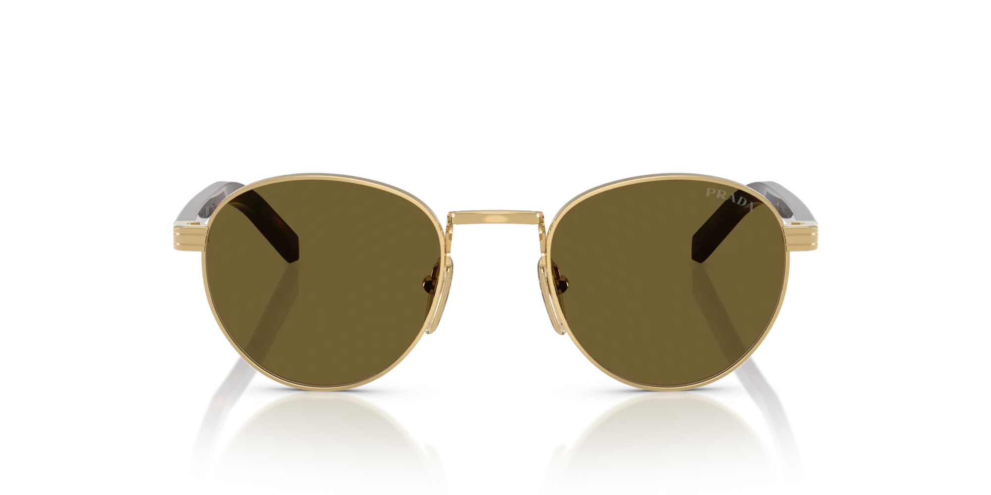 Prada PR B52S 5AK09Z Occhiali da sole Metallo Oro Marrone Pantos Normale - immagine 3