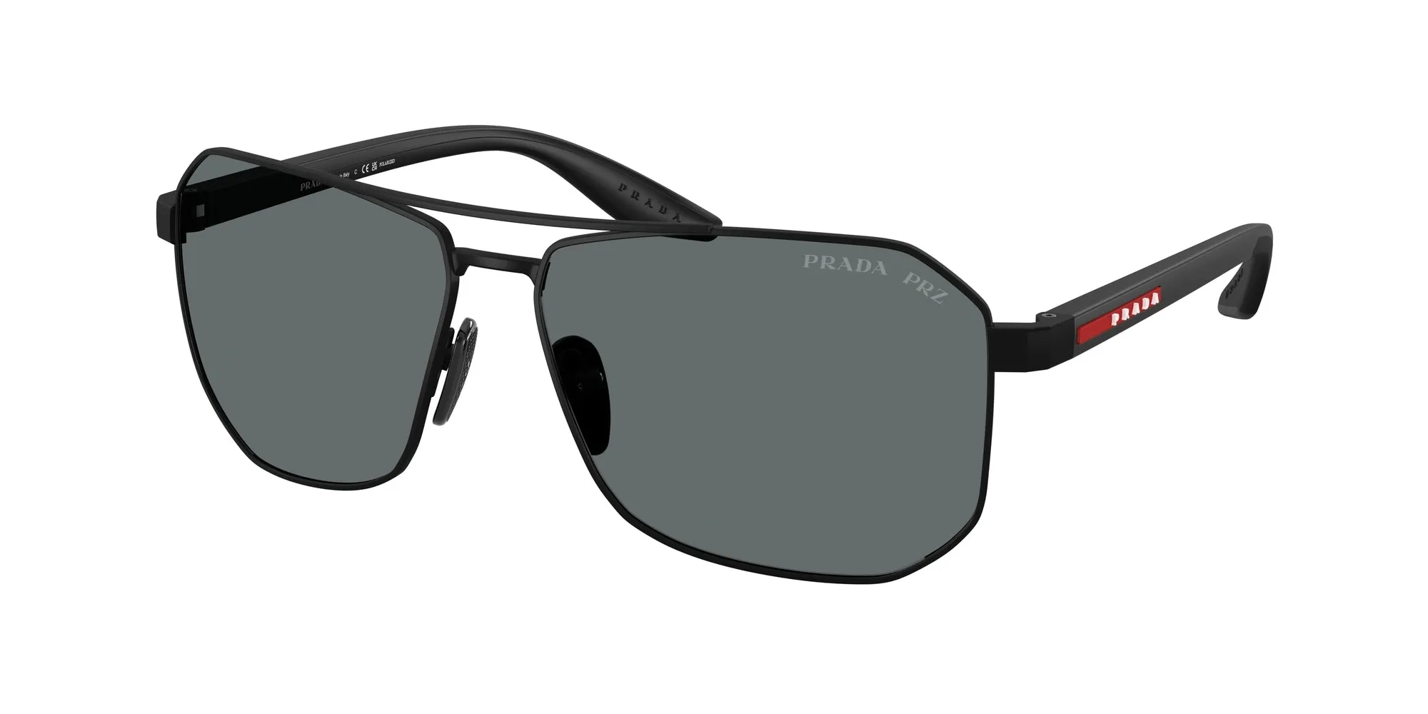 Prada Linea Rossa PS A53S DG05Z1 Occhiali da sole Metallo Nero Grigio Pilot Polarizzata - immagine 1