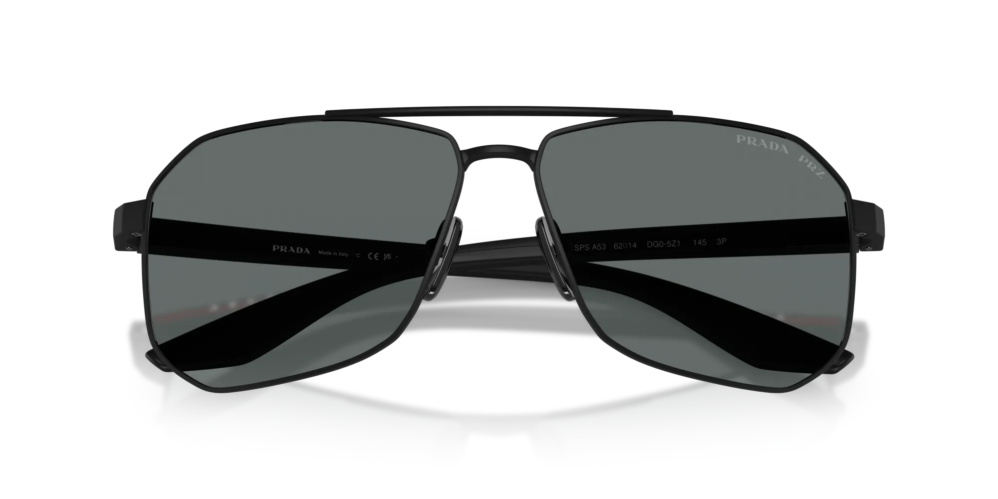 Prada Linea Rossa PS A53S DG05Z1 Occhiali da sole Metallo Nero Grigio Pilot Polarizzata - immagine 2