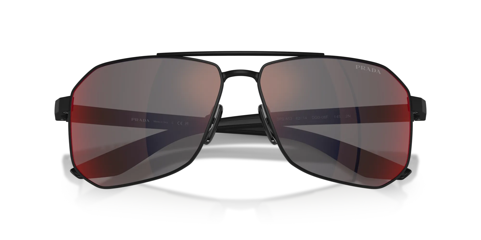 Prada Linea Rossa PS A53S DG008F Occhiali da sole Metallo Nero Grigio Pilot Specchiate - immagine 2
