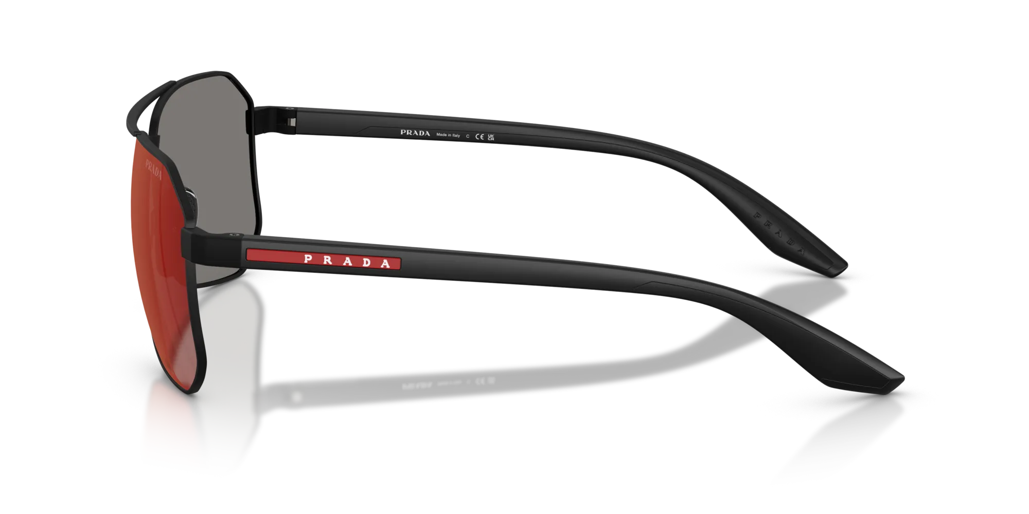 Prada Linea Rossa PS A53S DG008F Occhiali da sole Metallo Nero Grigio Pilot Specchiate - immagine 4