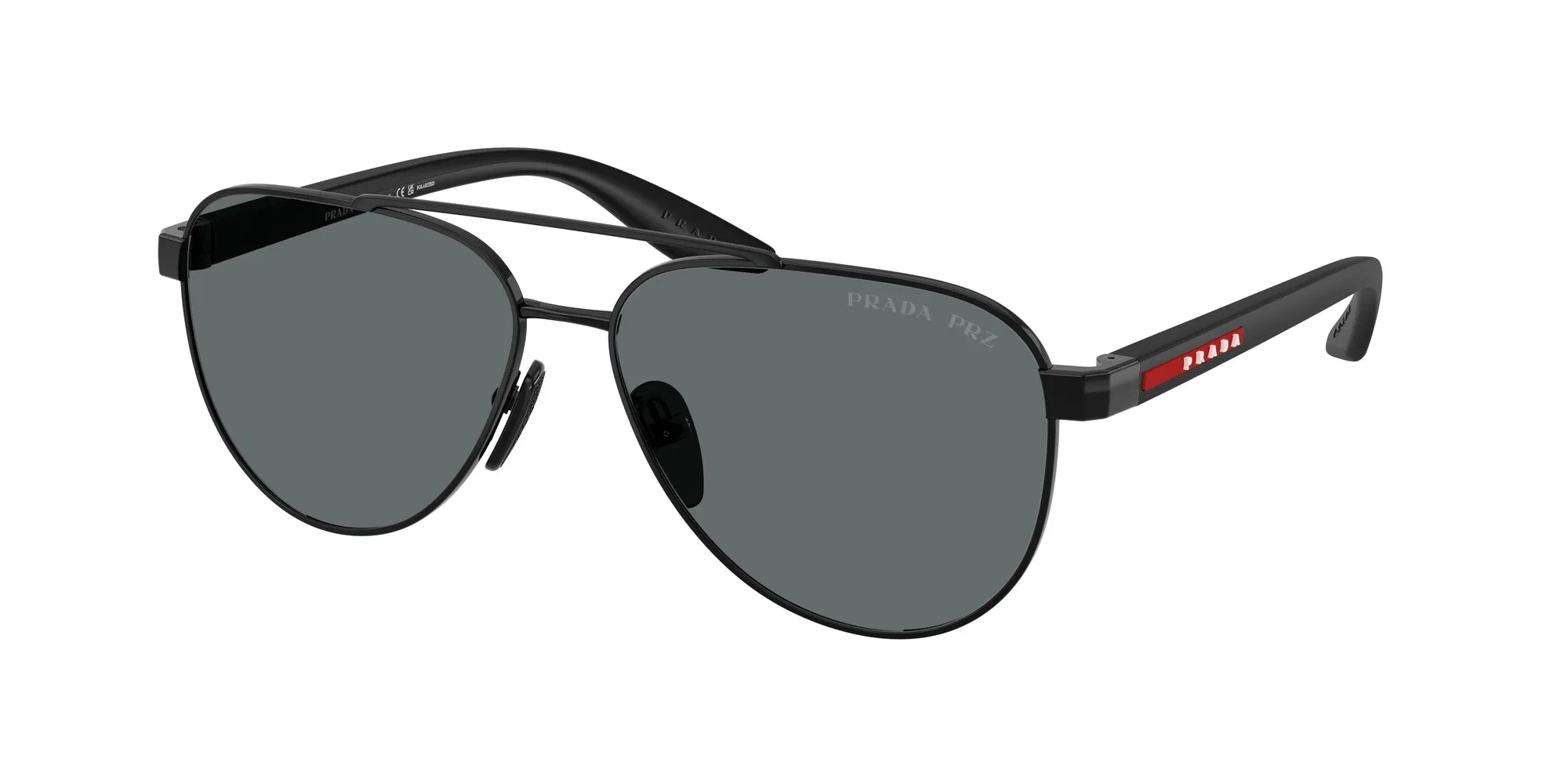 Prada Linea Rossa PS A52S 1AB5Z1 Occhiali da sole Metallo Nero Grigio Pilot Polarizzata - immagine 1