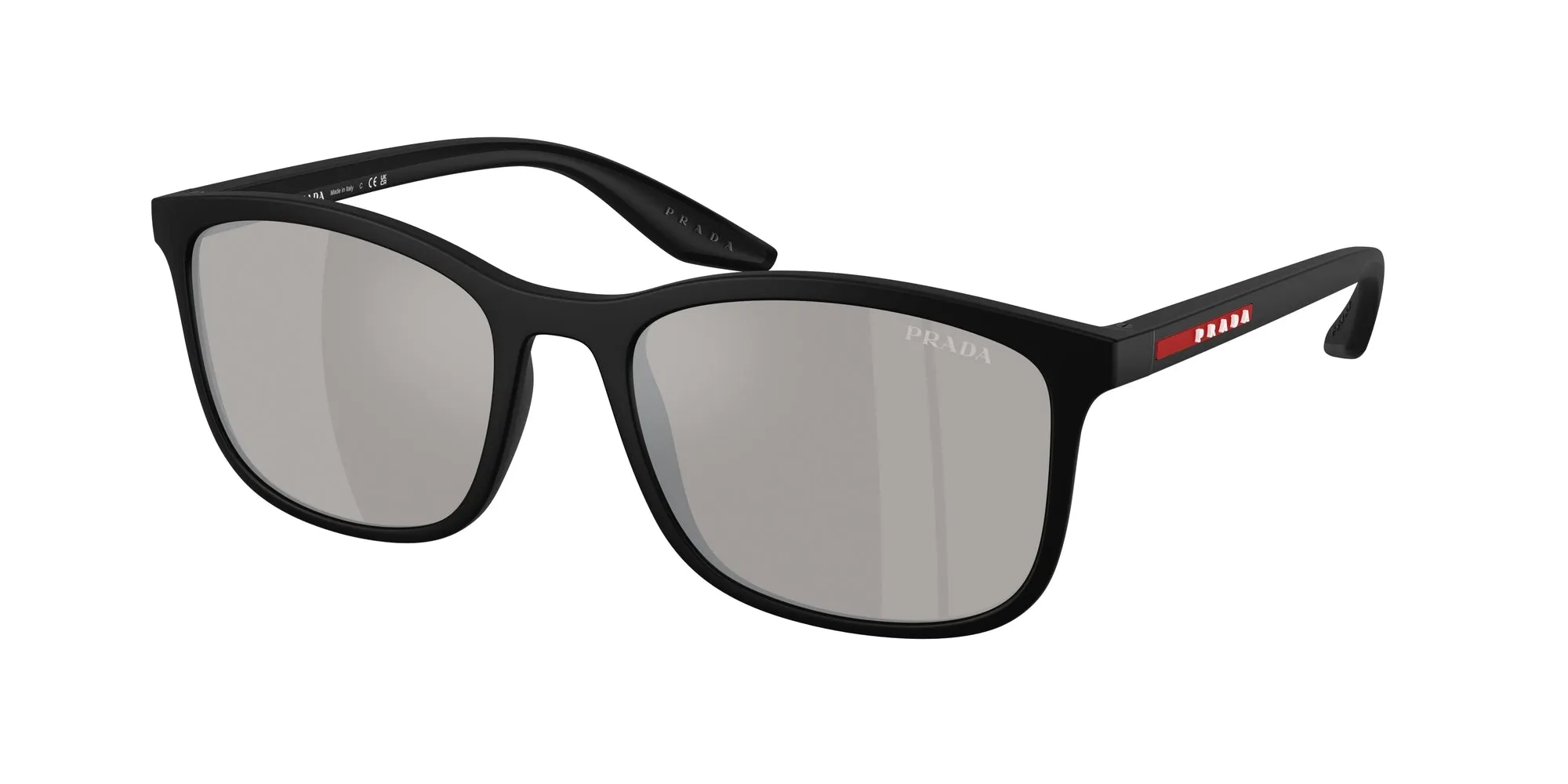 Prada Linea Rossa PS A08S 1BO2B0 Occhiali da sole Iniettato Nero Grigio Pillow Specchiate - immagine 1