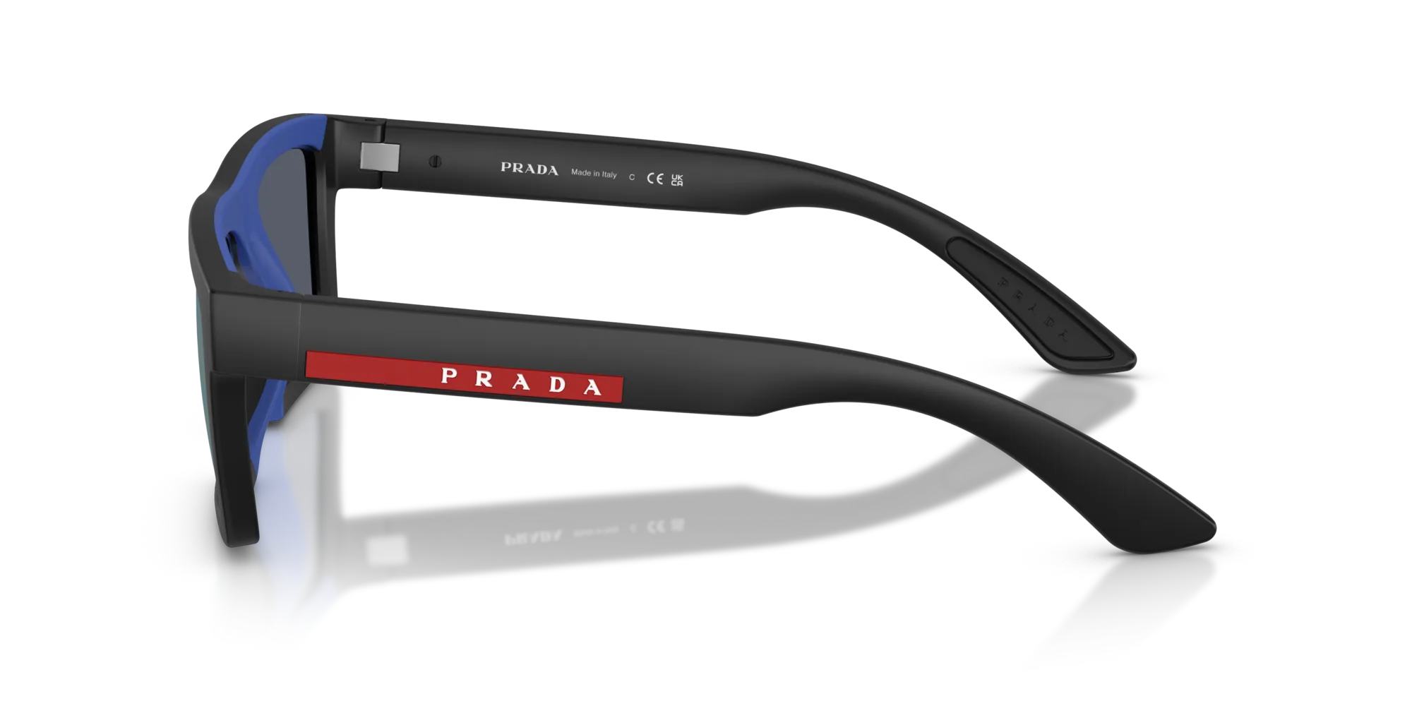 Prada Linea Rossa PS A07S 1BO05U Occhiali da sole Iniettato Nero Blu Squadrata Normale - immagine 4