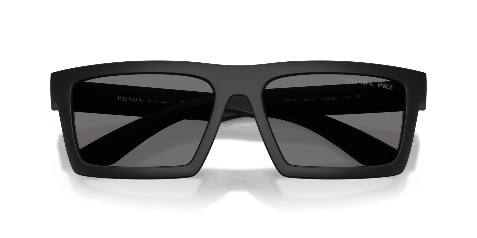 Prada Linea Rossa PS A07S 1BO02G Occhiali da sole Iniettato Nero Grigio Squadrata Polarizzata - immagine 2
