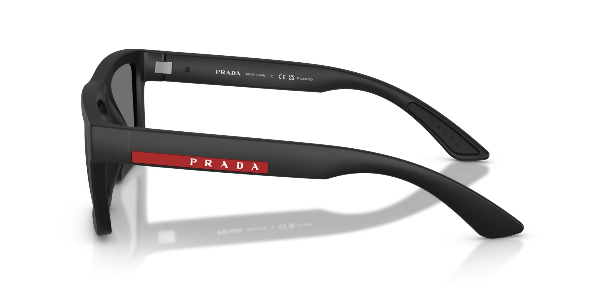 Prada Linea Rossa PS A07S 1BO02G Occhiali da sole Iniettato Nero Grigio Squadrata Polarizzata - immagine 4
