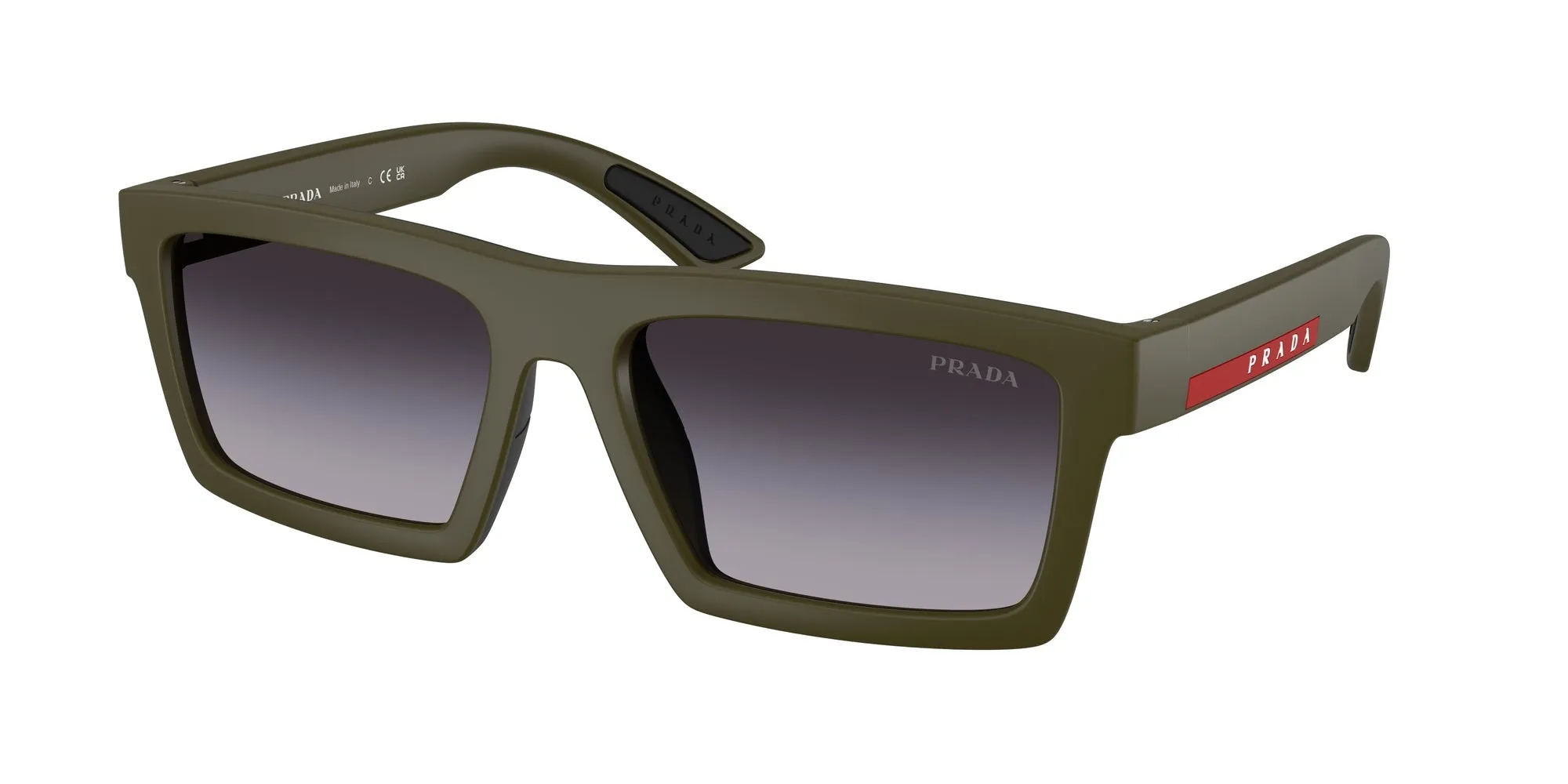 Prada Linea Rossa PS A07S 15X09U Occhiali da sole Iniettato Verde Grigio Squadrata Normale Sfumato - immagine 2