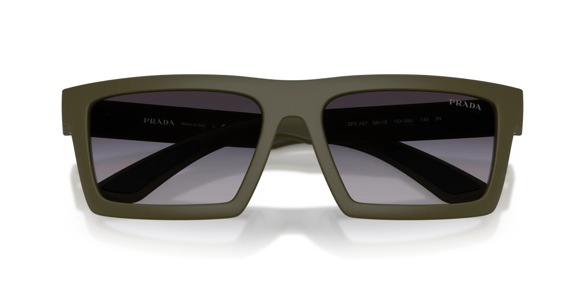 Prada Linea Rossa PS A07S 15X09U Occhiali da sole Iniettato Verde Grigio Squadrata Normale Sfumato - immagine 3