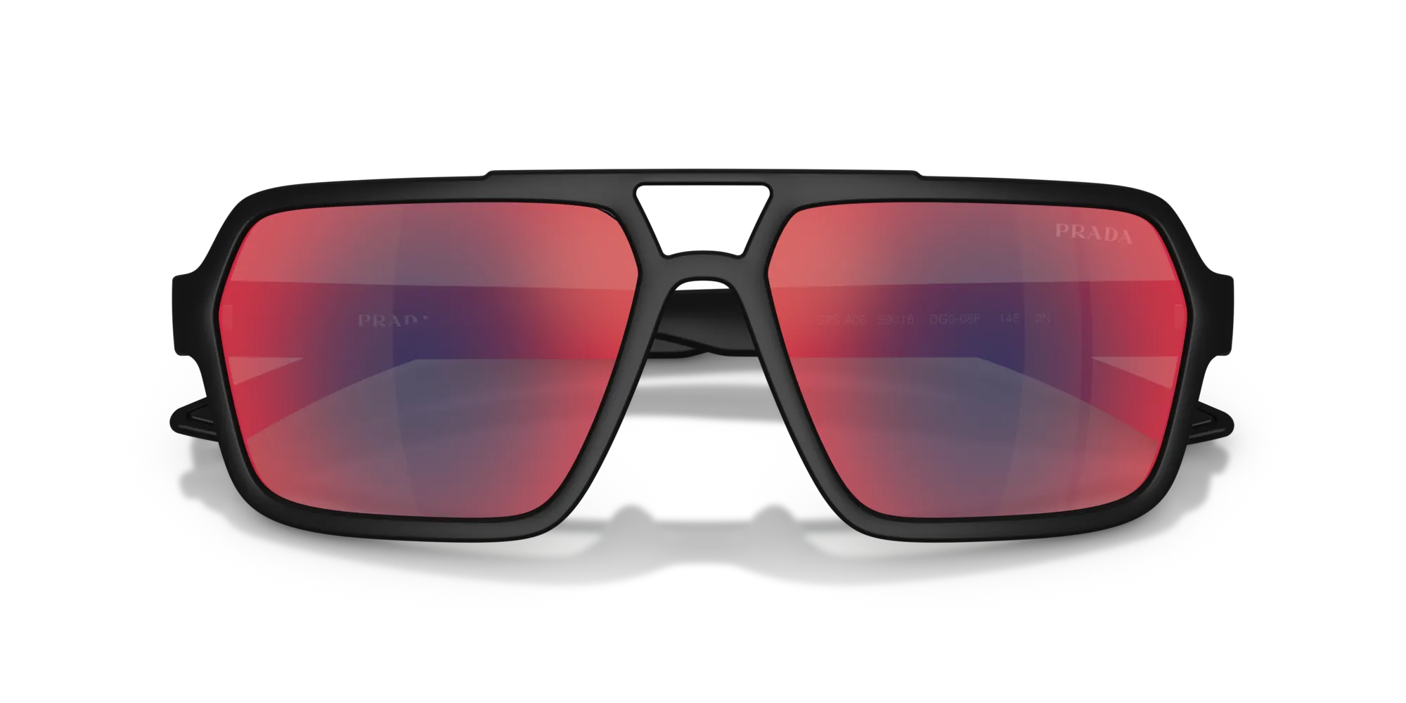 Prada Linea Rossa PS A06S DG008F Occhiali da sole Iniettato Nero Grigio Pilot Specchiate - immagine 4