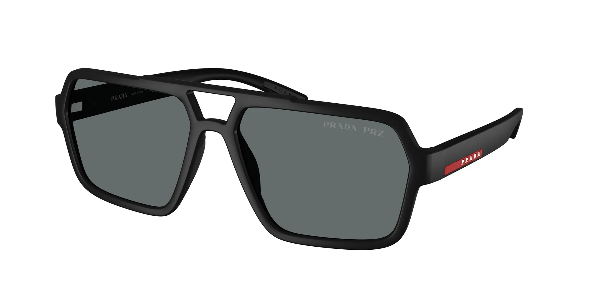 Prada Linea Rossa PS A06S DG002G Occhiali da sole Iniettato Nero Grigio Pilot Polarizzata - immagine 2