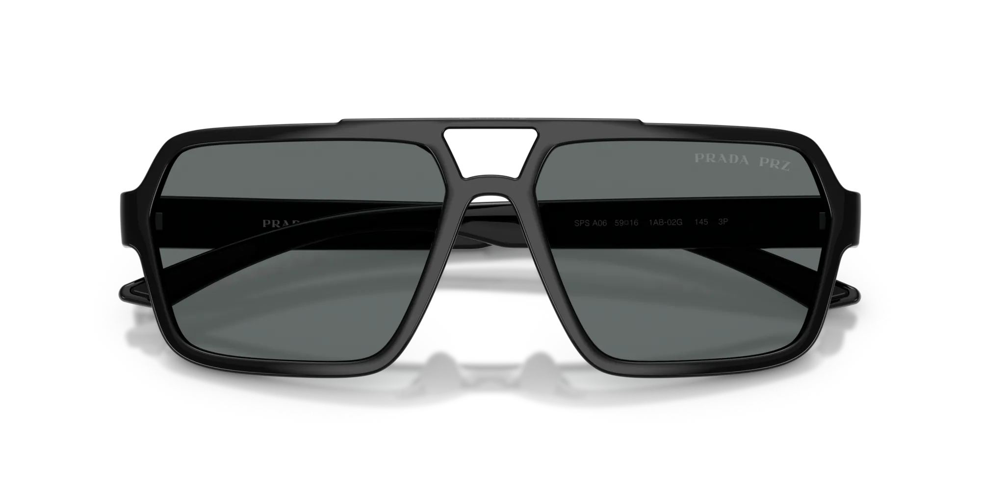 Prada Linea Rossa PS A06S 1AB02G Occhiali da sole Iniettato Nero Grigio Pilot Polarizzata - immagine 2