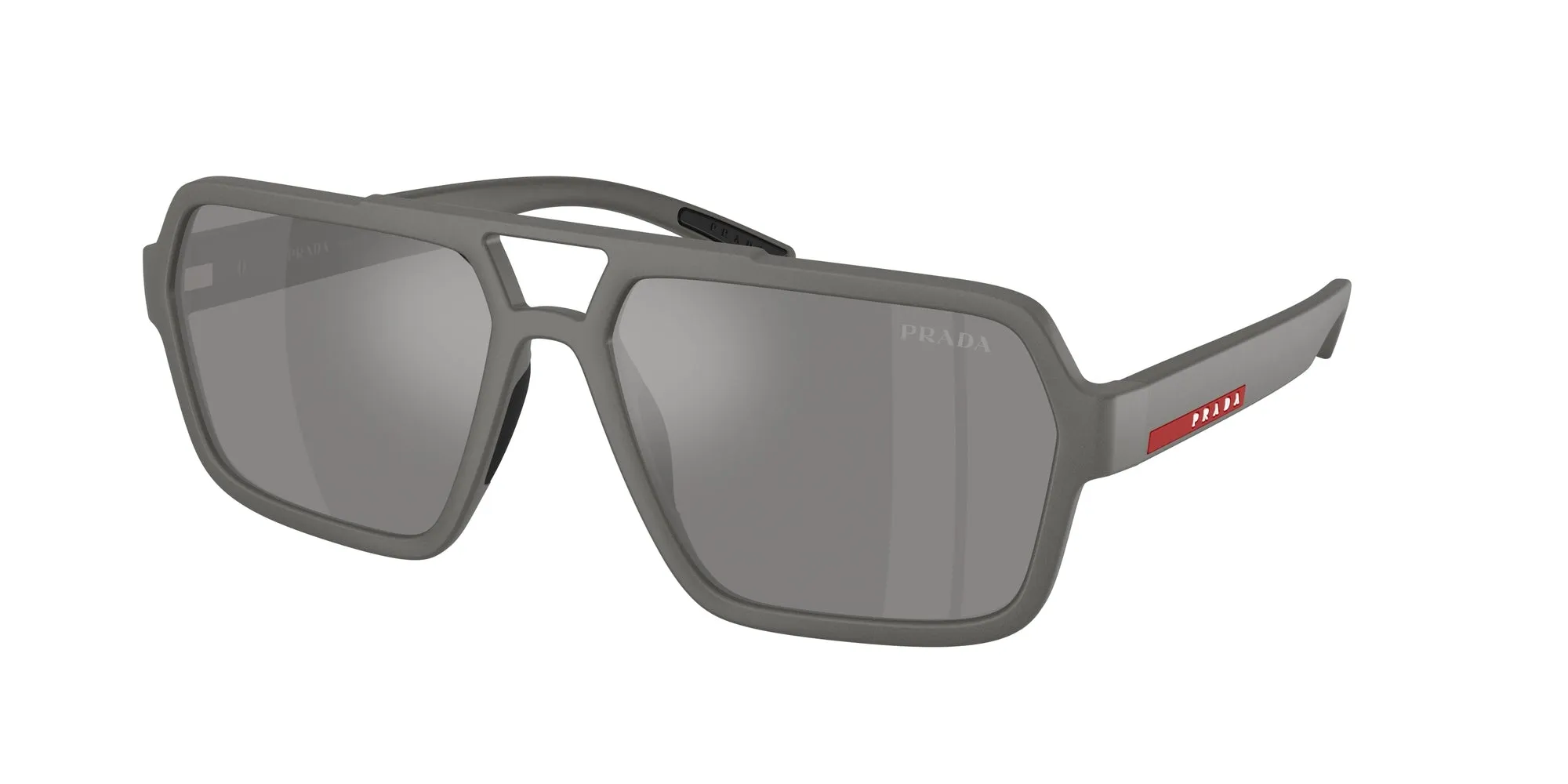 Prada Linea Rossa PS A06S 16X7W1 Occhiali da sole Iniettato Grigio Grigio Pilot Specchiate - immagine 1