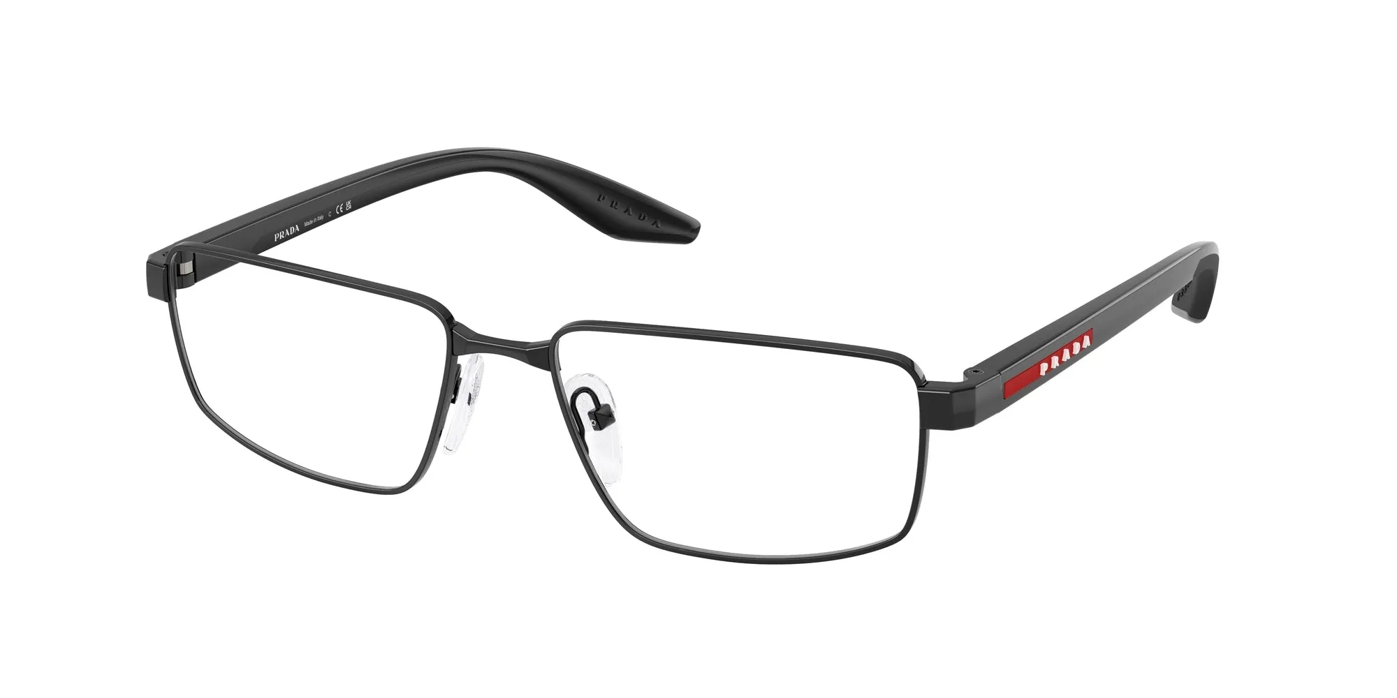 Prada Linea Rossa PS 52RV 1AB1O1 Montature da vista Metallo Nero Trasparente Squadrata Normale - immagine 1