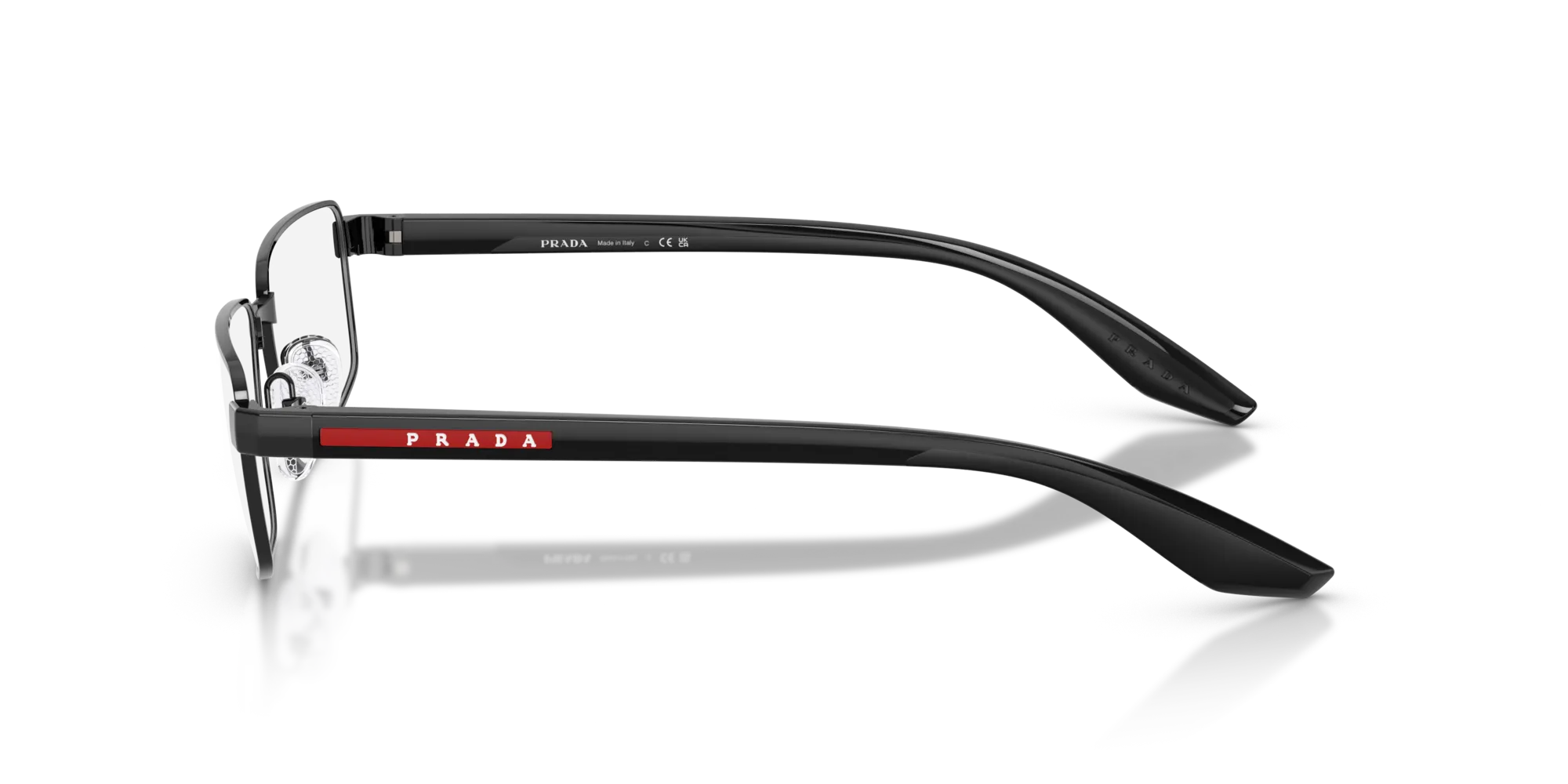 Prada Linea Rossa PS 52RV 1AB1O1 Montature da vista Metallo Nero Trasparente Squadrata Normale - immagine 4