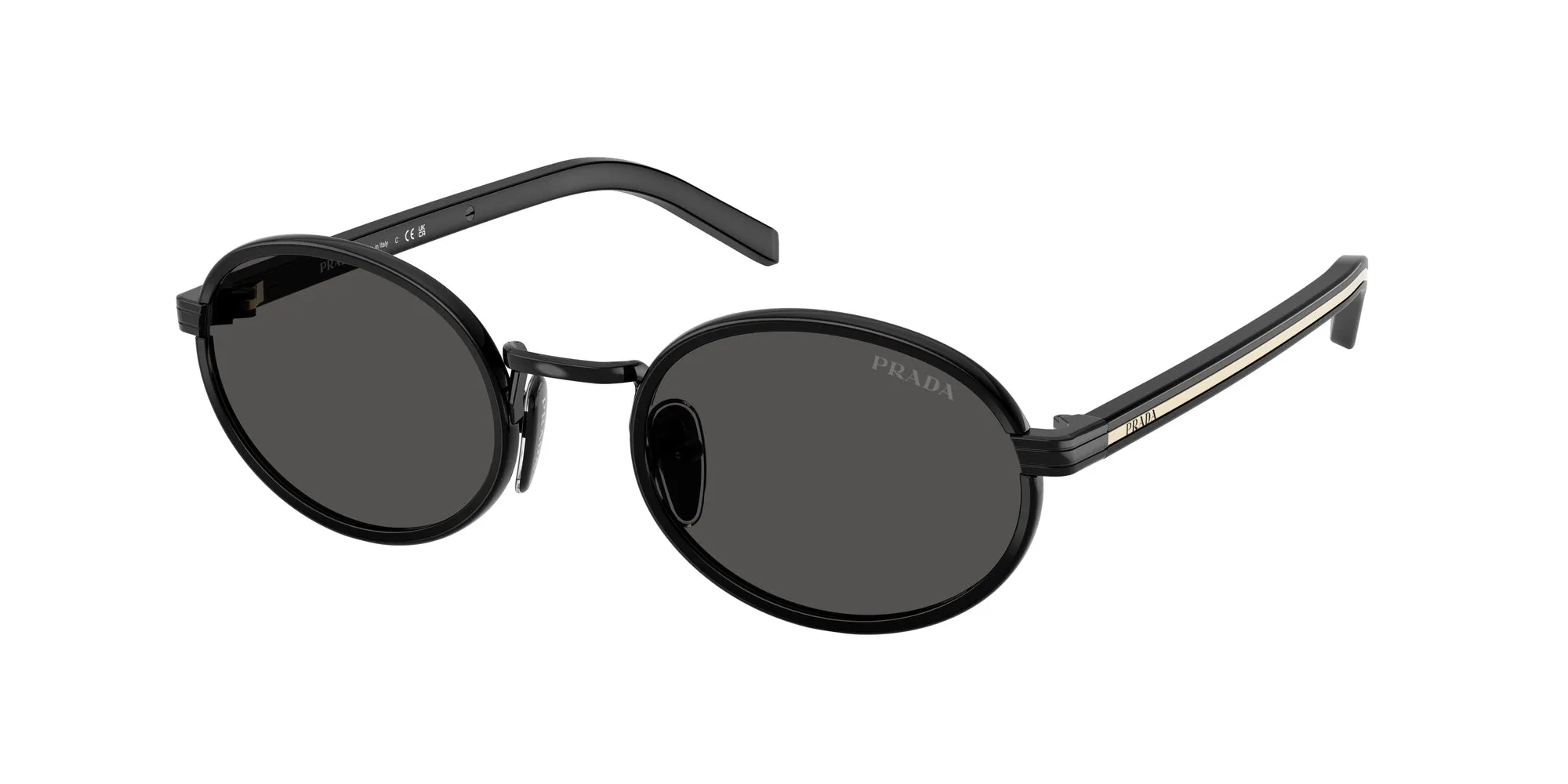 Prada PR B56S AAV08Z Occhiali da sole Acciaio Nero Grigio Rotonda Normale - immagine 1