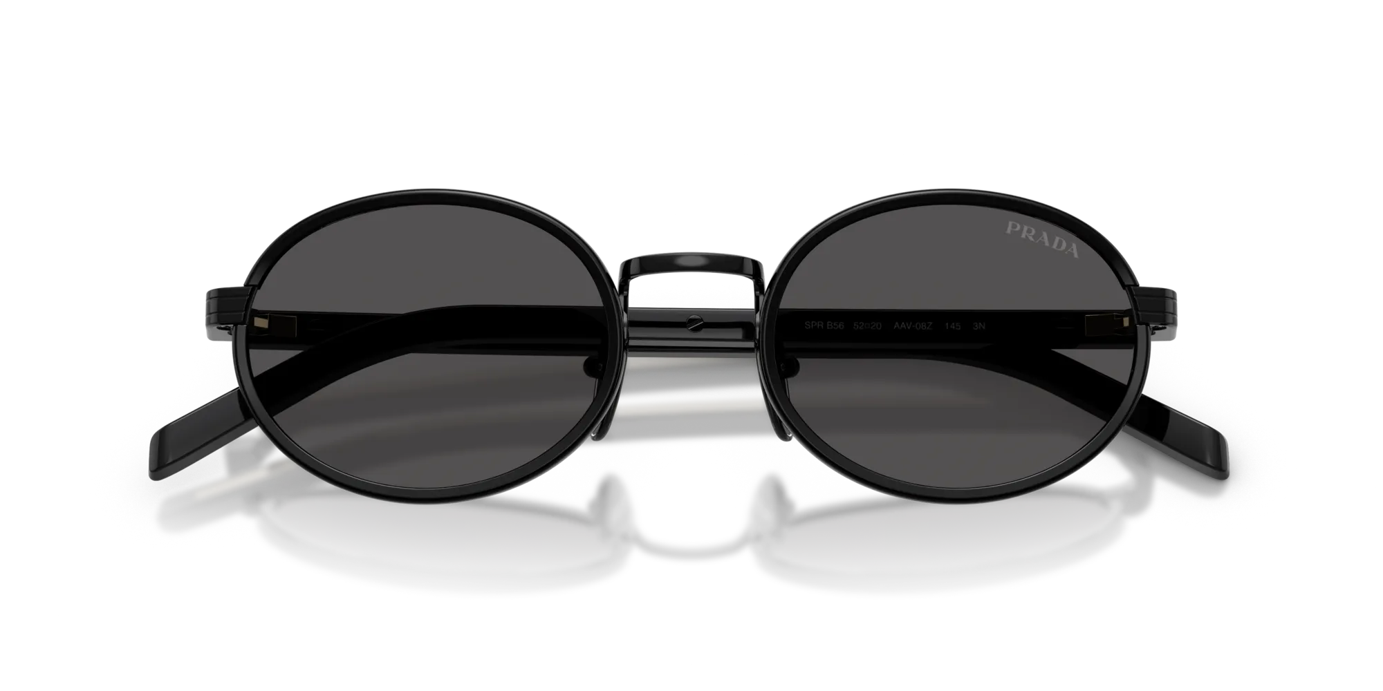 Prada PR B56S AAV08Z Occhiali da sole Acciaio Nero Grigio Rotonda Normale - immagine 2