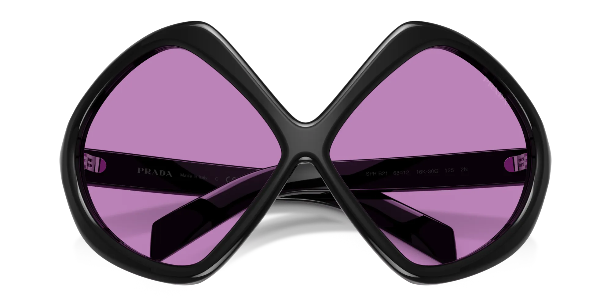 Prada PR B21S 16K30G Occhiali da sole Acetato Nero Viola Geometrica Normale - immagine 2