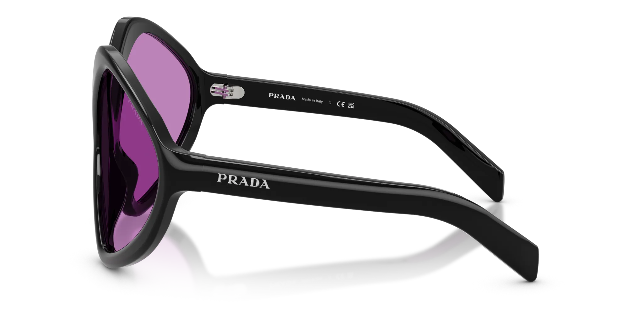 Prada PR B21S 16K30G Occhiali da sole Acetato Nero Viola Geometrica Normale - immagine 4