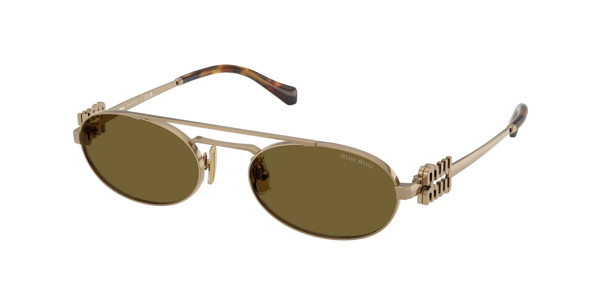 Miu Miu MU 54ZS 7OE09Z Occhiali da sole Metallo Oro Marrone Rotonda Normale - immagine 1