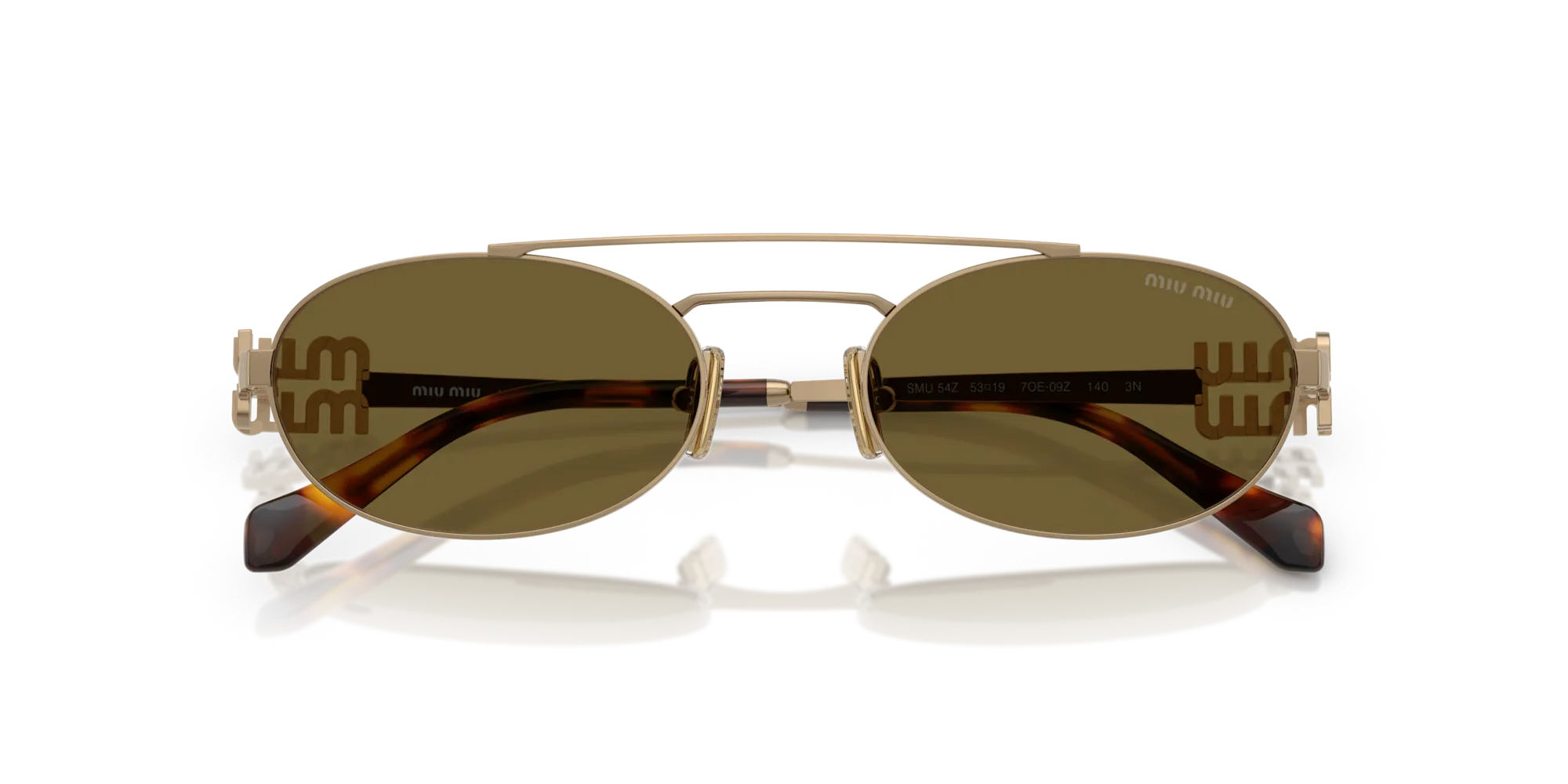 Miu Miu MU 54ZS 7OE09Z Occhiali da sole Metallo Oro Marrone Rotonda Normale - immagine 2