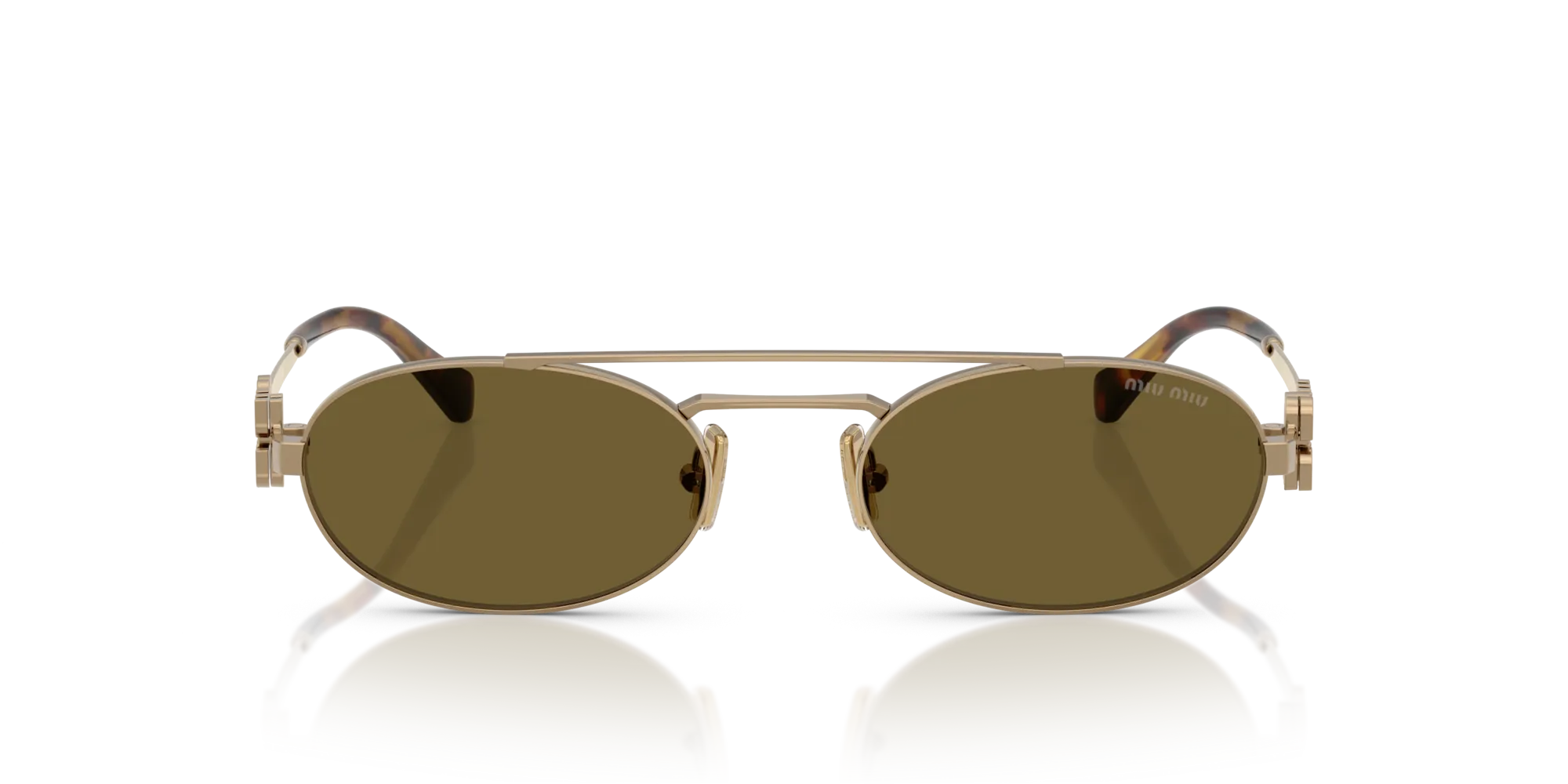 Miu Miu MU 54ZS 7OE09Z Occhiali da sole Metallo Oro Marrone Rotonda Normale - immagine 3