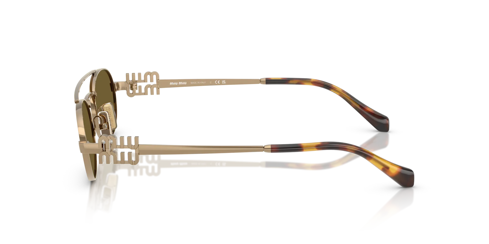 Miu Miu MU 54ZS 7OE09Z Occhiali da sole Metallo Oro Marrone Rotonda Normale - immagine 4